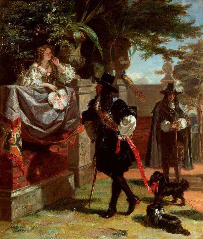 Public Domain A Victorian imagining of Charles II and Nell Gwyn. His spaniels were so beloved they still bear his name today.