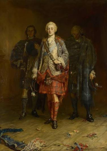 John Pettie's 1892 painting stages a ball that never happened, borrowed from Walter Scott's Waverley; the model for Bonnie Prince Charlie was Pettie's own son-in-law. Royal Collection Trust.