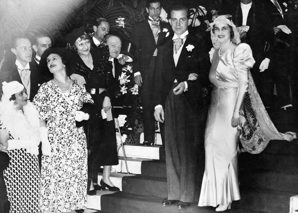 The religious wedding of Barbara Hutton, Woolworth heiress, and Prince Alexis Mdivani of Georgia.