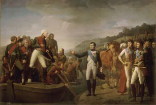 Palace of Versailles / Adolphe Roehn, 1808. Napoleon meets Tsar Alexander I on the River Niemen at Tilsit, 25 June 1807. The treaty signed weeks later created the Duchy of Warsaw.
