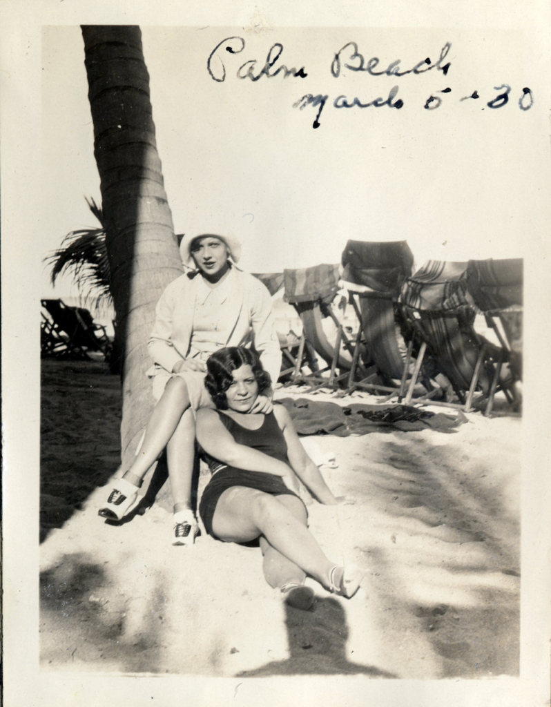 Polly Adler with a companion, Palm Beach, March 1930. While New York hummed with raids and investigations, she was here. The Seabury Commission would come for her the following year. She already knew how to disappear.avenue.
