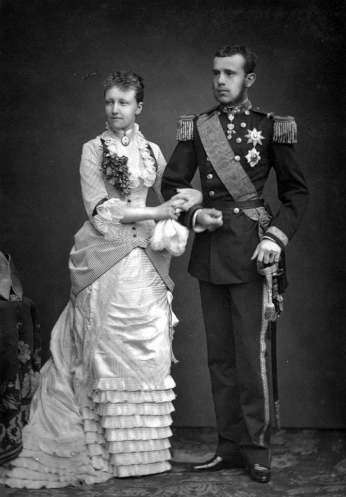 Princess Stéphanie and Crown Prince Rudolf, engagement portrait, 1881. She was 16. He had brought a mistress to Brussels when he came to propose.