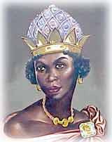 Artist unidentified A modern portrait of Njinga Mbande, modelled on a c. 1830 European lithograph. No image of the queen drawn from life is known to survive.