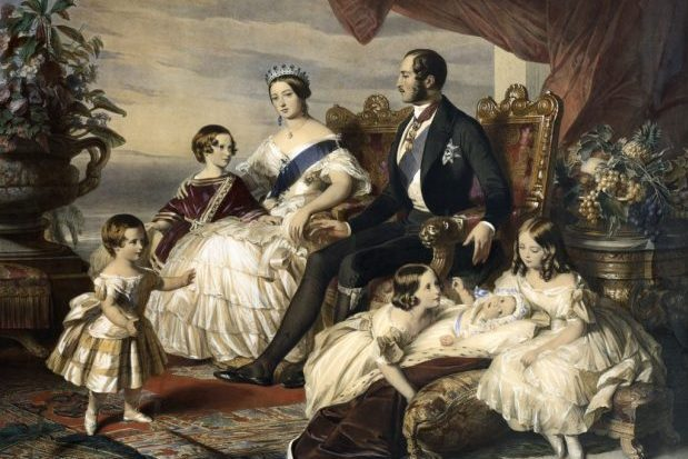 Queen Victoria and Prince Albert with their children. It was this royal couple who handpicked Alexandra of Denmark as the only suitable bride for their heir.