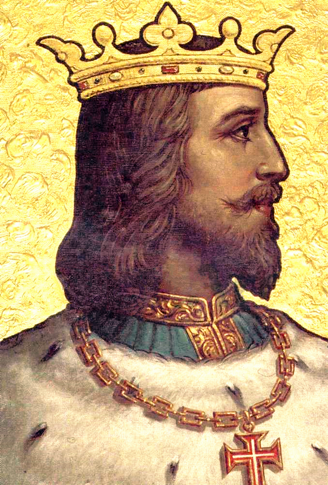 A historical painting of Pedro I, King of Portugal, who ruled from 1357 to 1367.