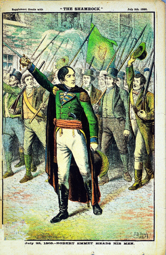 The Shamrock, 1890. Robert Emmet leads his men through Thomas Street, Dublin, on July 23, 1803, the night his rebellion fell apart with only 80 men at his side.