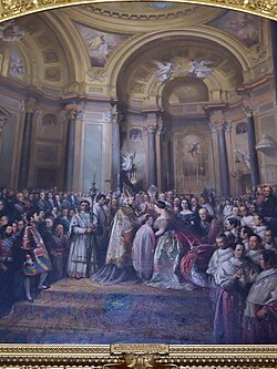 José Castelaro Isabella II swears the Spanish Constitution in 1843, aged 13, formally taking the throne after a decade of regency and civil war.
