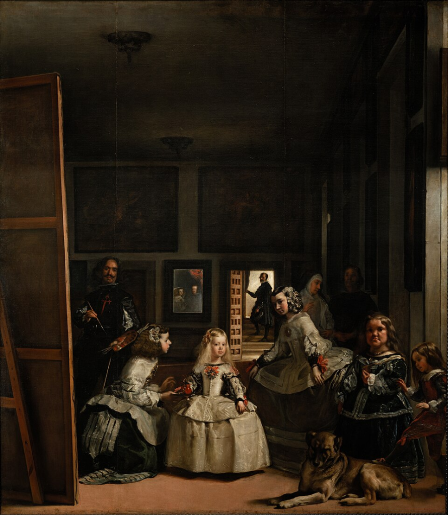 Velázquez's Las Meninas, 1656. María Bárbola stands at far right, her gaze meeting the viewer's directly across nearly 370 years.