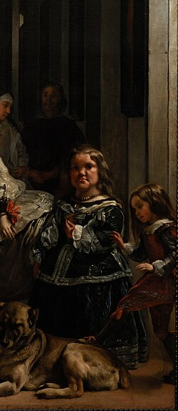 Velázquez's Las Meninas, 1656. María Bárbola at left, her direct gaze unchanged across nearly 370 years.