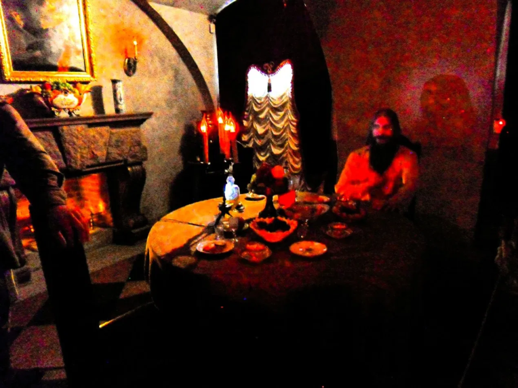 A museum recreation at the Yusupov Palace depicting the basement room where Rasputin was killed on the night of December 30, 1916.