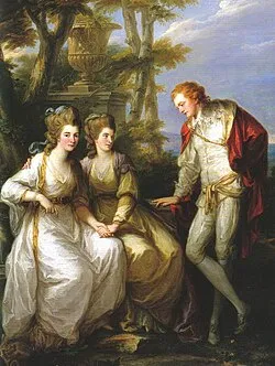 Angelica Kauffman's portrait of Georgiana Spencer with her sister Harriet and brother George, painted around 1774, shortly before her marriage to the Duke of Devonshire.
