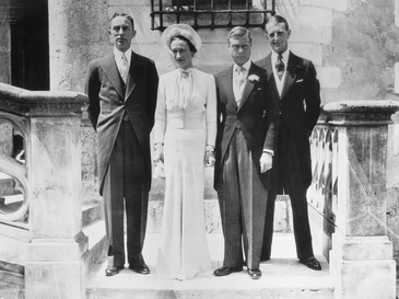 Wallis Simpson and the Duke of Windsor on their wedding day, June 3, 1937, in France. No member of the royal family attended.