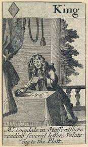A playing card from around 1679 showing Stephen Dugdale, one of the informers who gave testimony during the Popish Plot scare.