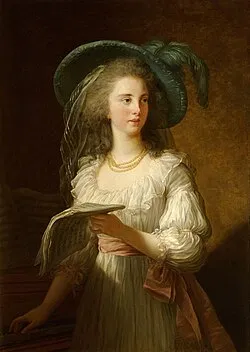Yolande de Polastron, Duchess of Polignac, in a formal portrait by Élisabeth Vigée Le Brun, court painter to Queen Marie Antoinette.