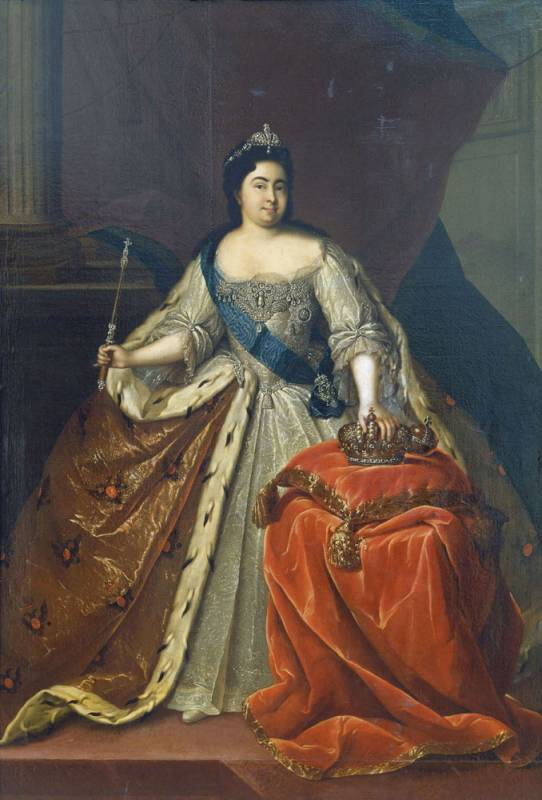 Catherine I of Russia in her coronation portrait. Peter the Great crowned her Empress in 1724, one year before his death left the throne open for her to claim.