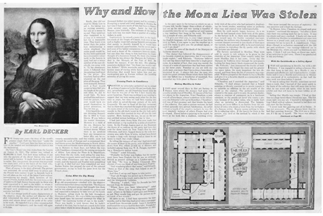 Saturday Evening Post, 1932. Karl Decker's article revealing the alleged Valfierno conspiracy the only source for the story published nearly two decades after the theft.