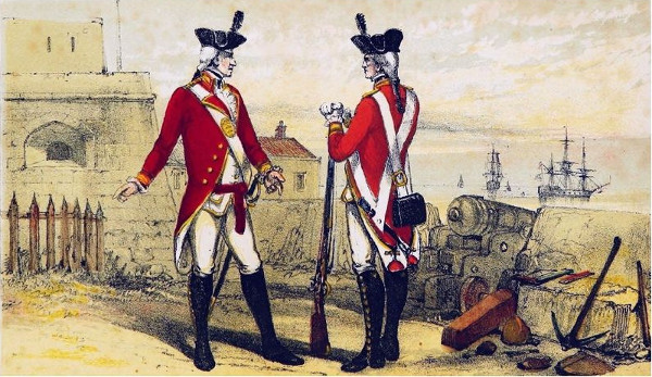 British Army soldiers in the red uniform of James Barry's era. Barry served in this army for 46 years, rising to one of its highest medical ranks, all while hiding his true identity.
