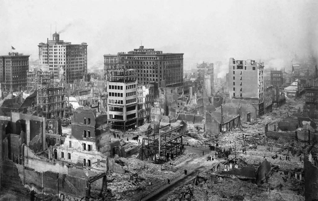 San Francisco after the 1906 earthquake. The gold Miner tried to steal that May was reportedly earthquake relief money heading to the ruined city.