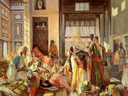 A 19th-century Orientalist painting of an imagined Ottoman harem interior. No Western artist ever saw inside the real thing.