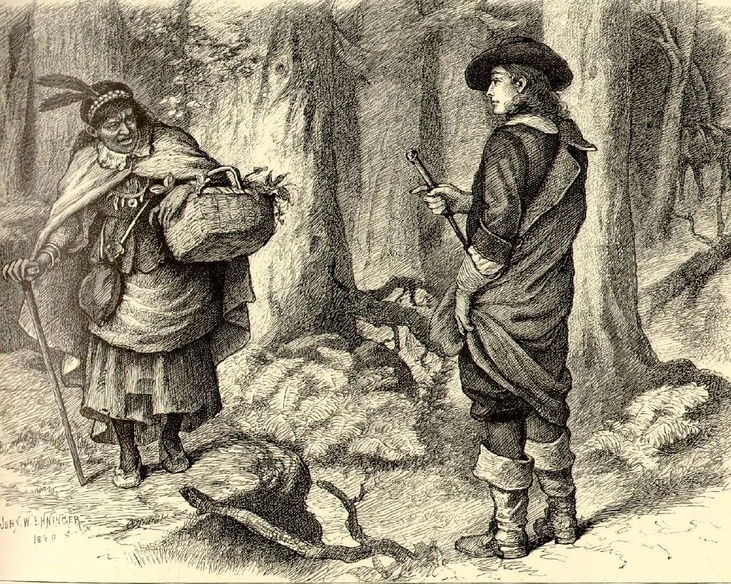 John W. Ehninger, 1870. A 19th-century drawing of Tituba, the enslaved woman whose confession sparked the Salem witch trials. No real portrait of her survives.